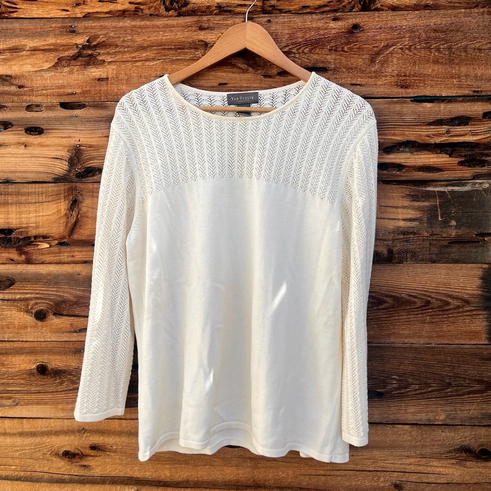 VAN HEUSEN | Cream White Knit Top XL
